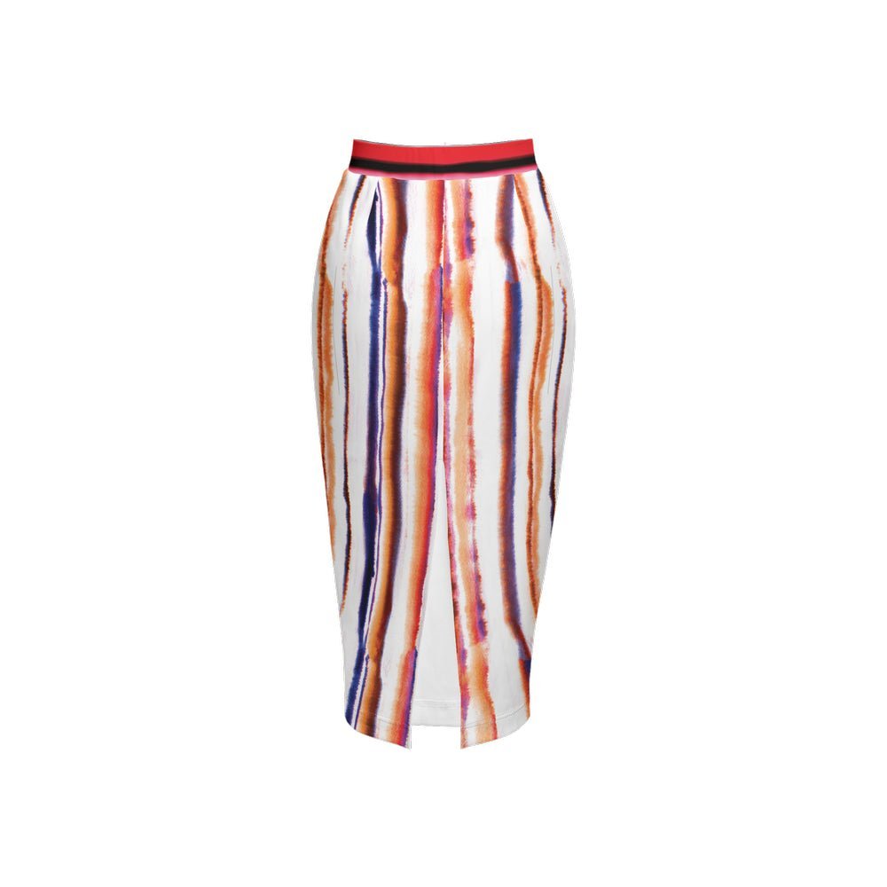 Women’s Back Split Pencil Skirt Orange Splash - FABA Collection