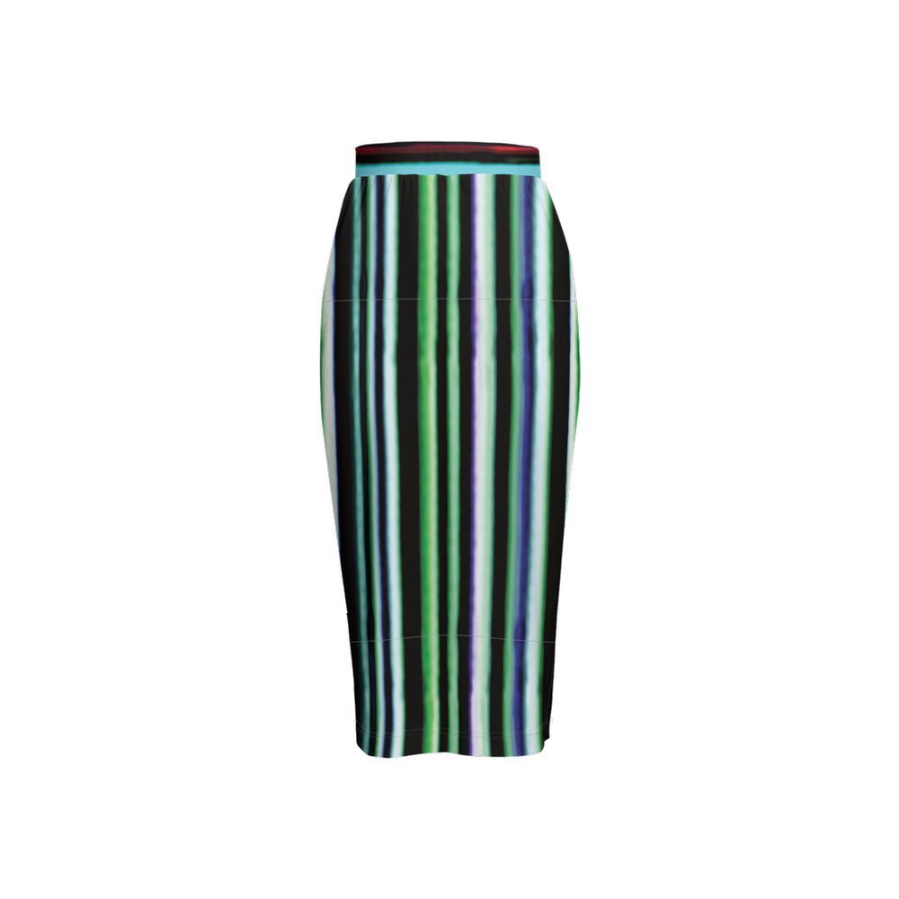 Women’s Back Split Pencil Skirt Rayures du Printemps - FABA Collection