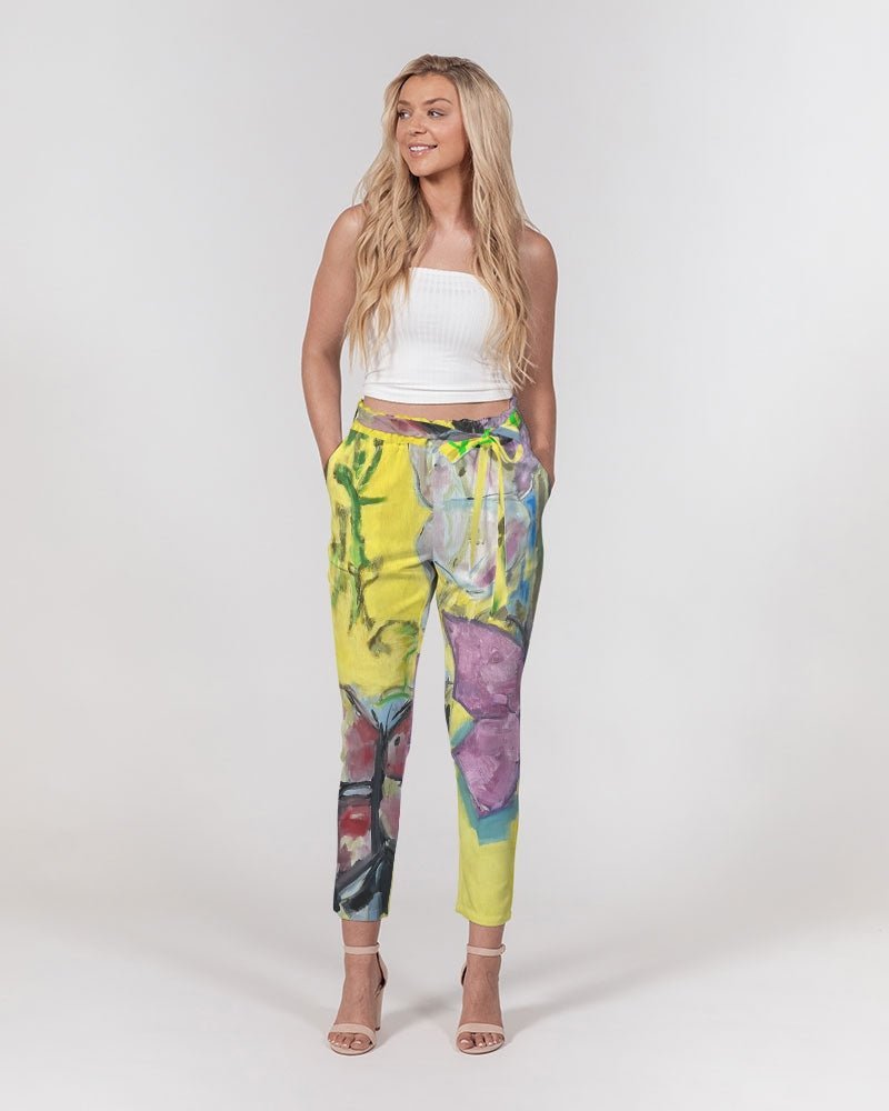 Women's Belted Tapered Pants Papillons and Fern - FABA Collection