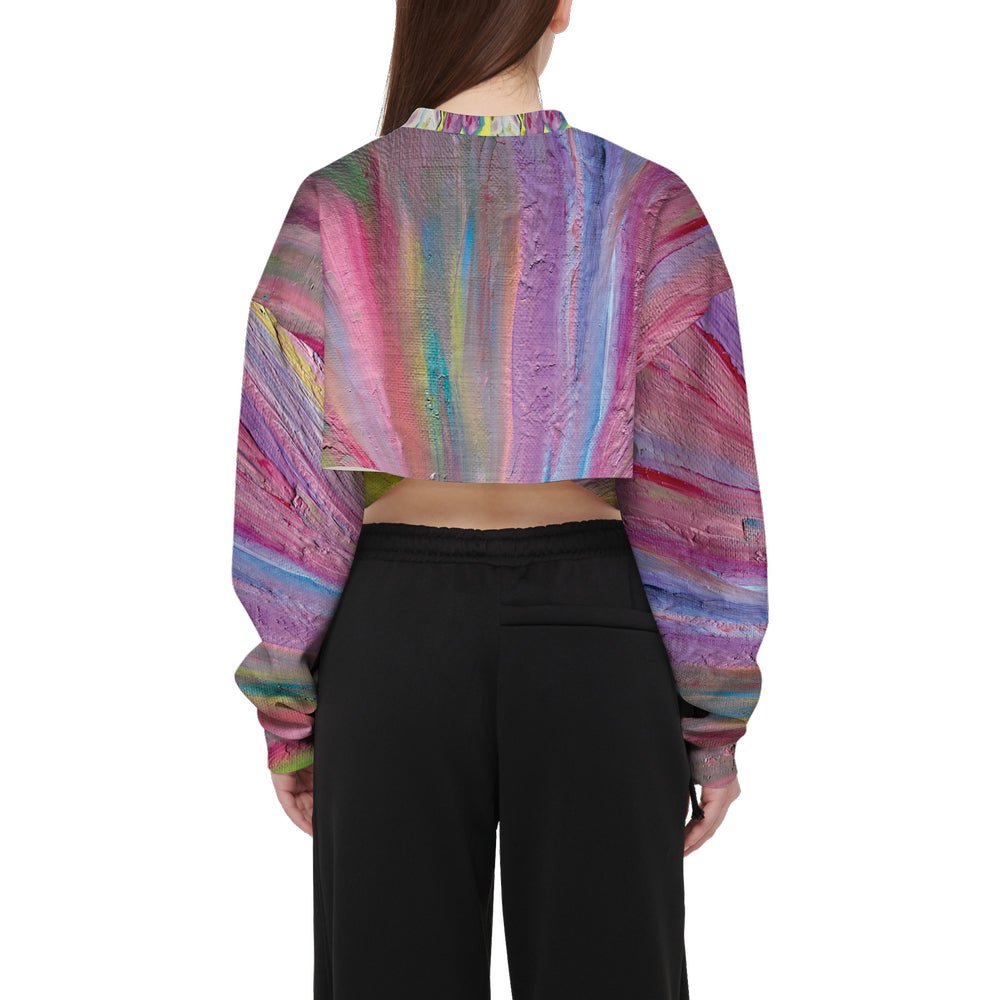 Women’s Cropped Crewneck Sweatshirt Rainbow - FABA Collection