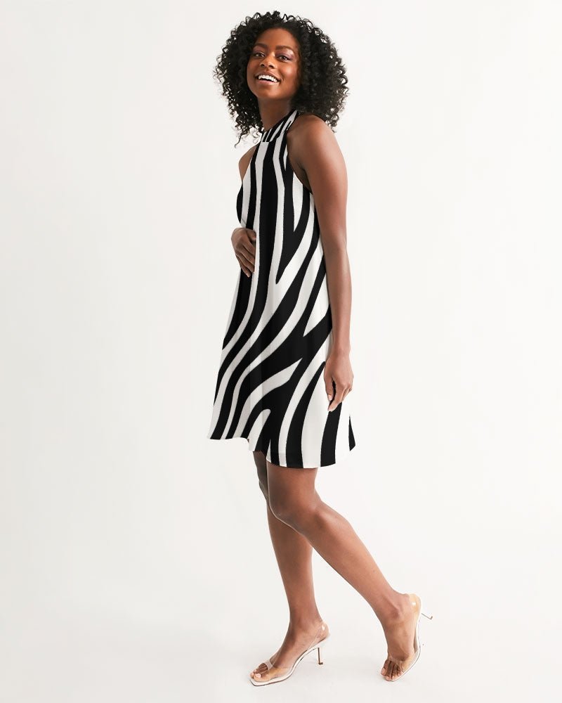 Women's Halter Dress Classic Zebra - FABA Collection