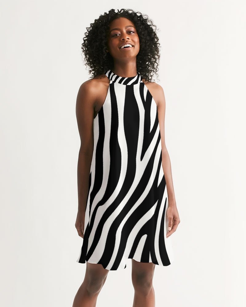 Women's Halter Dress Classic Zebra - FABA Collection