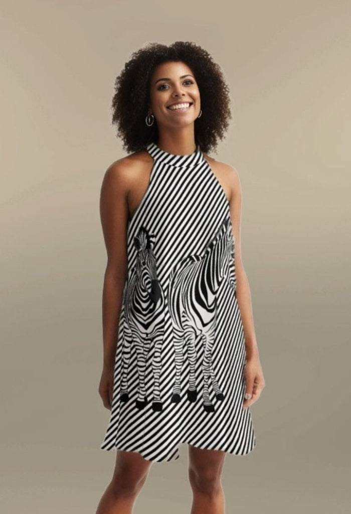 Women's Halter Dress Zebra - FABA Collection