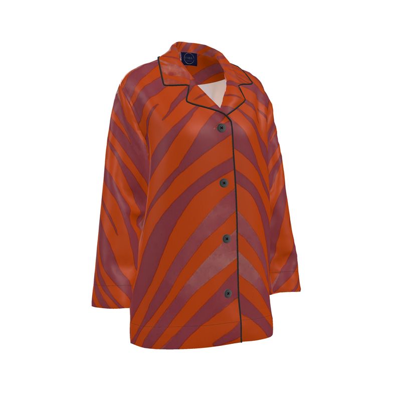 Women's Luxury Loungewear Shirt Red Zebra - FABA Collection