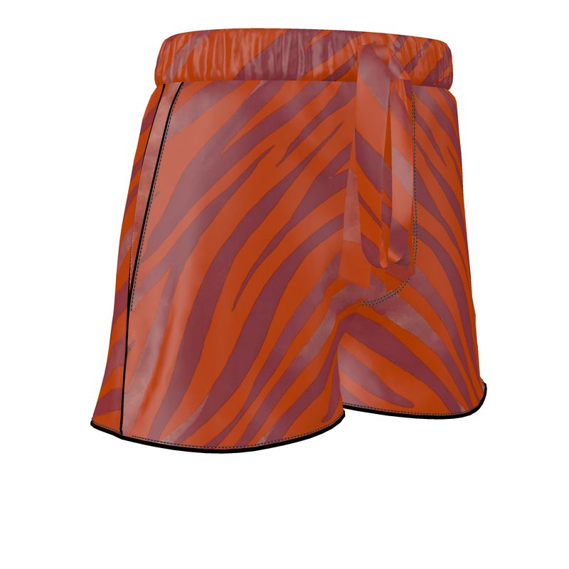 Women's Luxury Pyjama Shorts Red Zebra i - FABA Collection