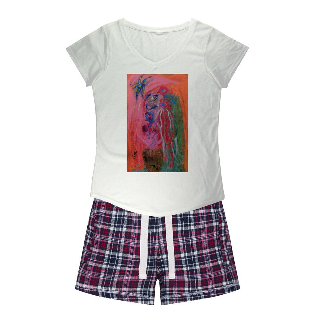 Women's Sleepy Tee and Flannel Short Bird of Paradise - FABA Collection