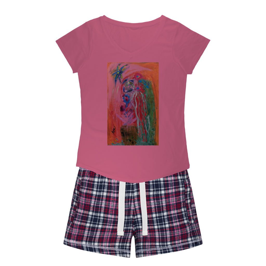 Women's Sleepy Tee and Flannel Short Bird of Paradise - FABA Collection