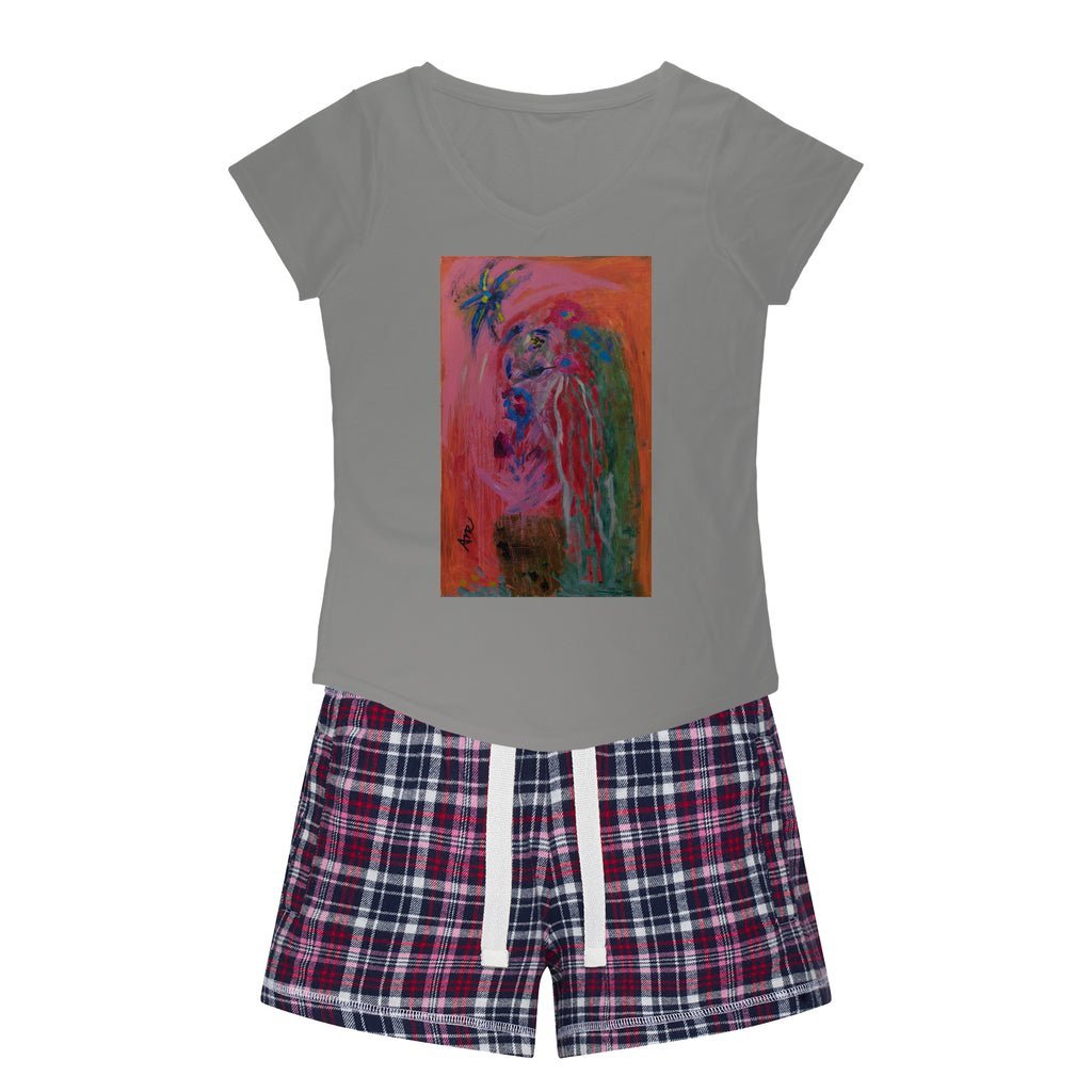 Women's Sleepy Tee and Flannel Short Bird of Paradise - FABA Collection