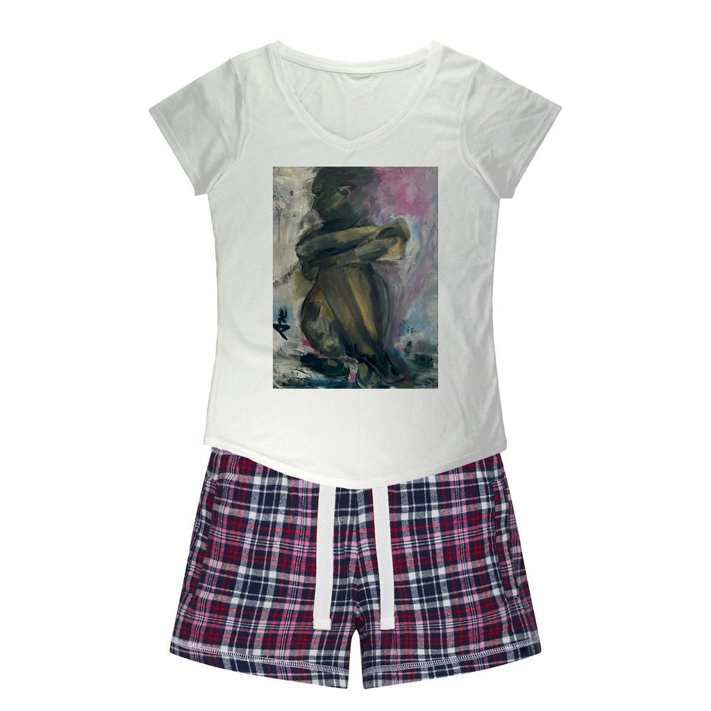 Women's Sleepy Tee and Flannel Short Self-Portrait Pensive - FABA Collection