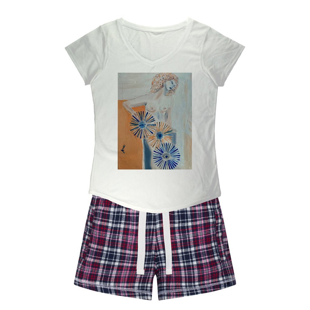 Women's Sleepy Tee and Flannel Short Self-portrait Spinning my Wheels - FABA Collection