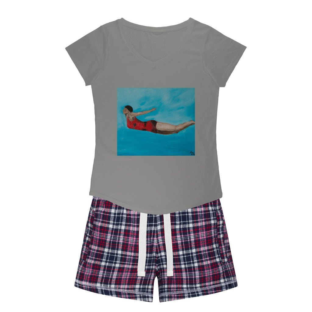 Women's Sleepy Tee and Flannel Short THE DIVER - FABA Collection