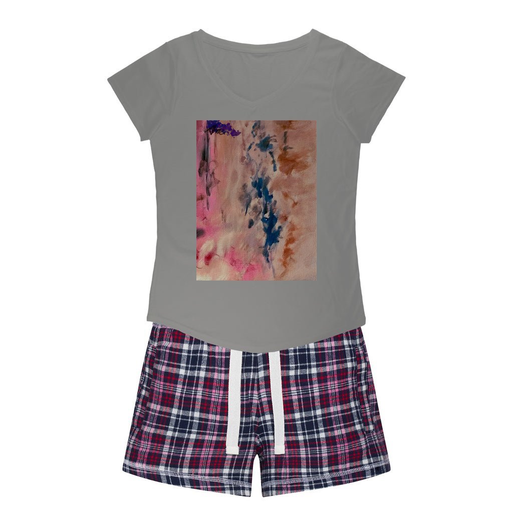 Women's Sleepy Tee and Flannel Shorts Colors of Tokyo - FABA Collection