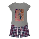 Women's Sleepy Tee and Flannel Shorts Colors of Tokyo - FABA Collection