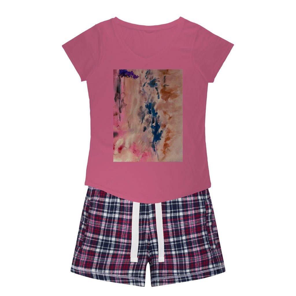 Women's Sleepy Tee and Flannel Shorts Colors of Tokyo - FABA Collection