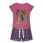 Women's Sleepy Tee and Flannel Shorts Colors of Tokyo - FABA Collection
