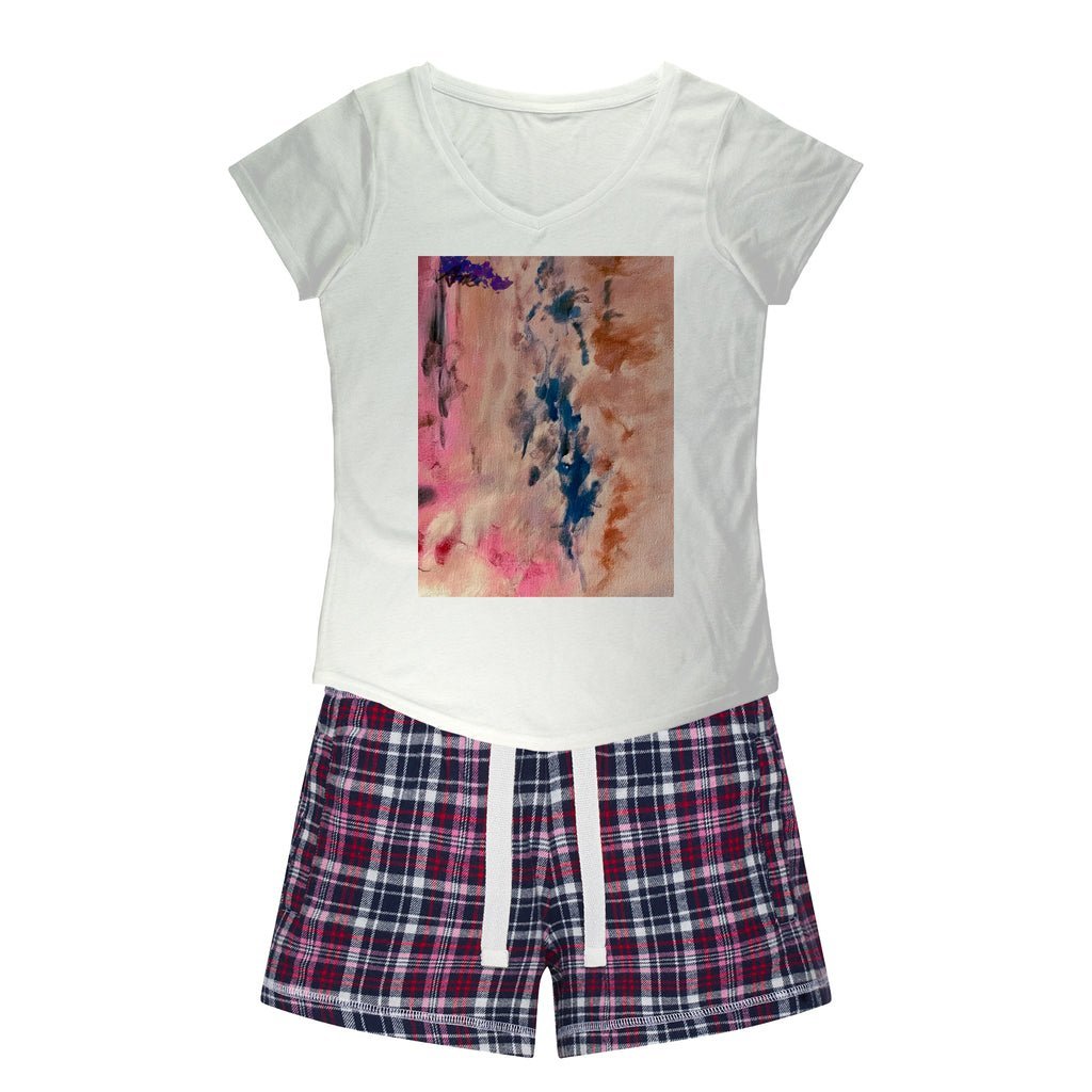 Women's Sleepy Tee and Flannel Shorts Colors of Tokyo - FABA Collection