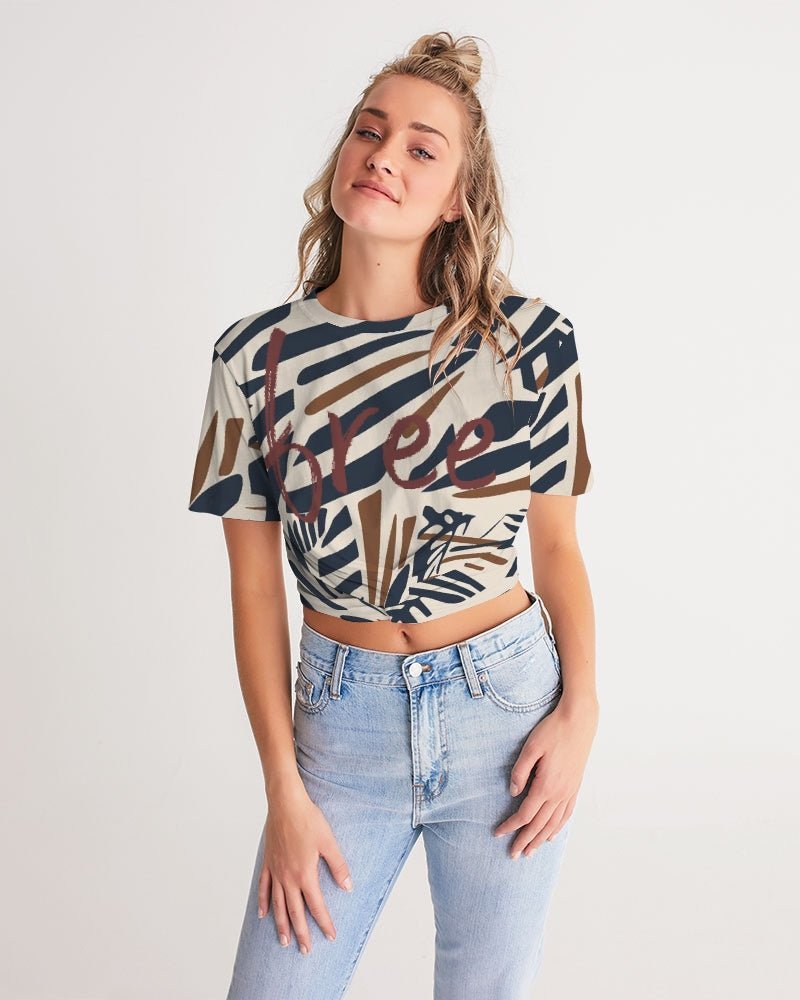 Women's Twist-Front Cropped Tee Go Wild - FABA Collection