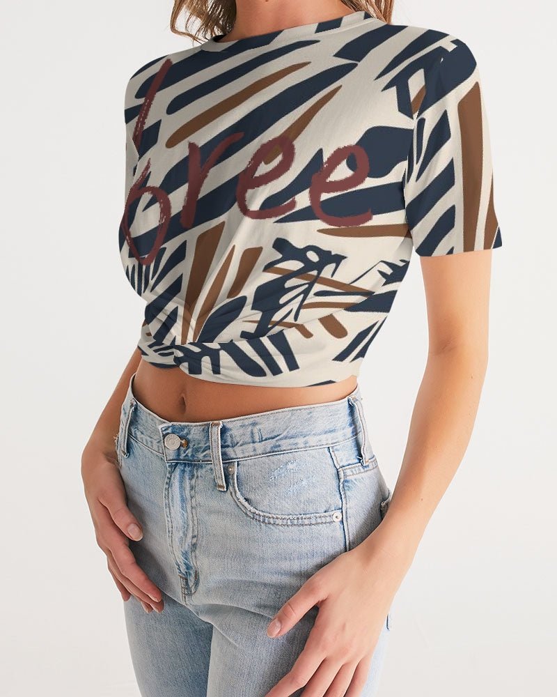 Women's Twist-Front Cropped Tee Go Wild - FABA Collection