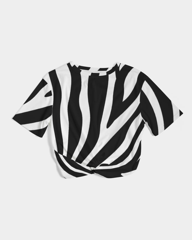 Zebra Women's Twist-Front Cropped Tee - FABA Collection